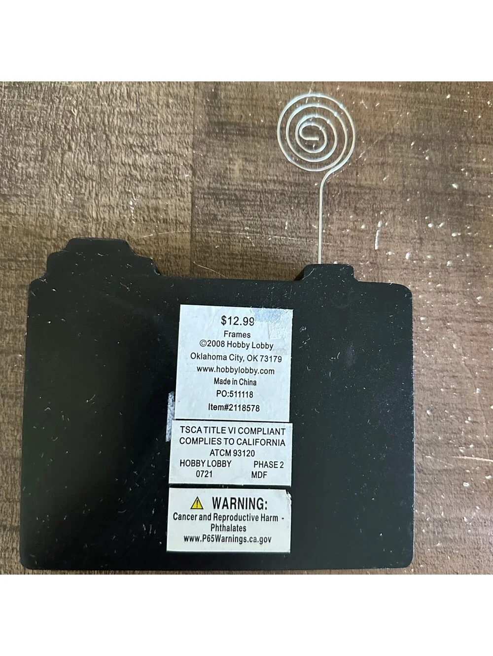 Hobby Lobby Camera Photo Holder Black White Wood Wire Clip Frame 2008